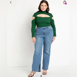 Size 18/20 Sleeve and Chest Cutout Sweater In Green and in Black